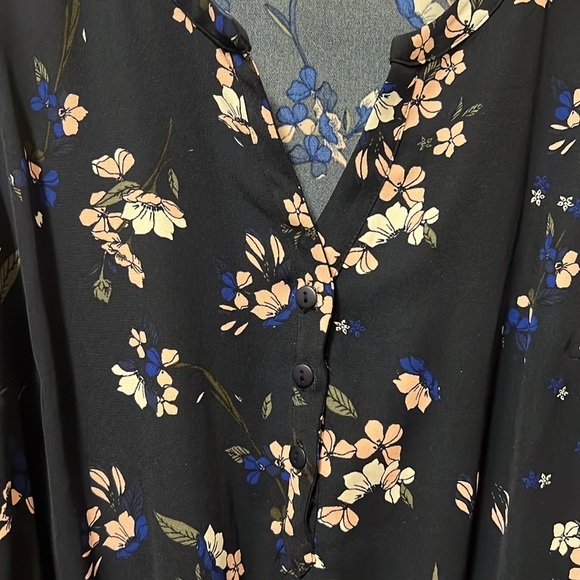 41 Hawthorn sleeveless dress, navy with floral print, POCKETS!, size 1X - Picture 2 of 7